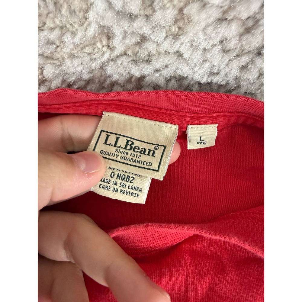 L.L.Bean Size L 100% Cotton Casual Basic Crewneck T-Shirt Red Short Sleeve Mens - Picture 4 of 7